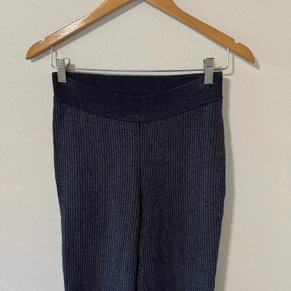Anthropologie Pilcro Heather Navy Ribbed Knit Flare Leg Knit Sweater Pants-S - Picture 4 of 8